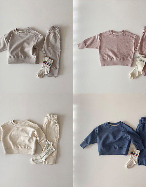 Load image into Gallery viewer, Baby Boy And Girl Solid Color Pullover Hoodies Combo Pants Pieces Sets by MyKids-USA™

