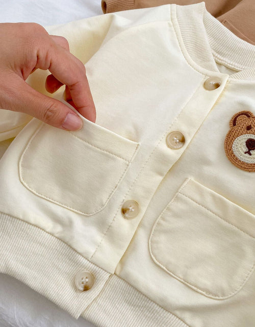 Load image into Gallery viewer, Baby Cartoon Bear Patched Pattern Cute Style Romper And Coat by MyKids-USA™
