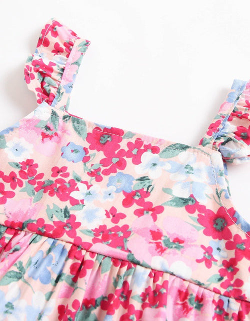 Load image into Gallery viewer, Baby Girl Floral Print Sleeveless Tops Combo Shorts Sets In Summer by MyKids-USA™
