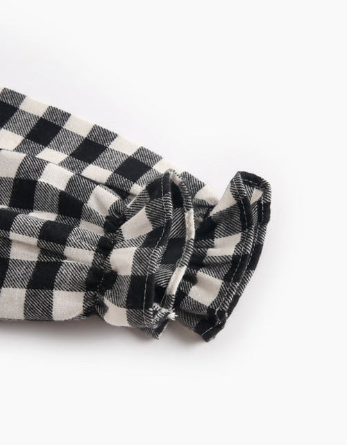 Load image into Gallery viewer, Baby Girl Plaid Pattern Doll Collar Design Long Sleeve Onesies With Buttons by MyKids-USA™
