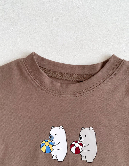 Load image into Gallery viewer, Baby Cartoon Print Tops With Waffle Fabric Strap Onesies Sets by MyKids-USA™
