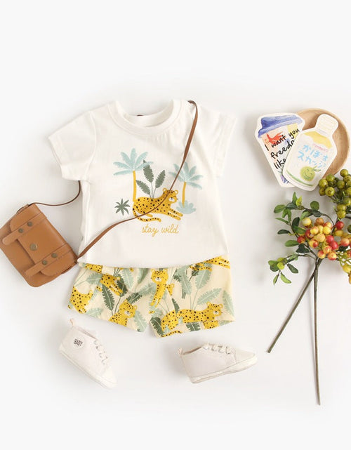 Load image into Gallery viewer, Baby Boy And Girl Animal Tiger Print Short Sleeved Top Combo Shorts Sets by MyKids-USA™
