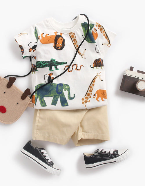 Load image into Gallery viewer, Baby Boy Animal Print Short-Sleeved Top Combo Shorts 2-Pieces Sets In Summer by MyKids-USA™
