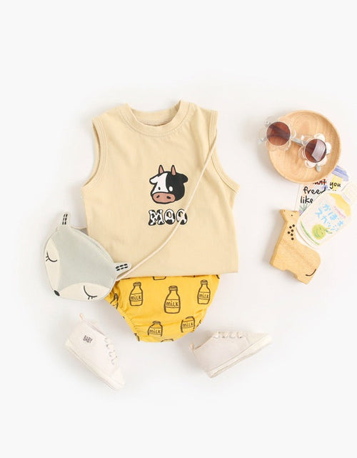Load image into Gallery viewer, Baby Boy And Girl Animal Print Sleeveless T-Shirt Combo Shorts Sets by MyKids-USA™
