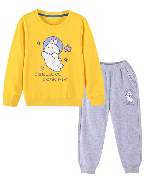Load image into Gallery viewer, Baby Girl Cute Bunny Graphic Hoodie Combo Loose Trousers Soft Cotton Sets by MyKids-USA™
