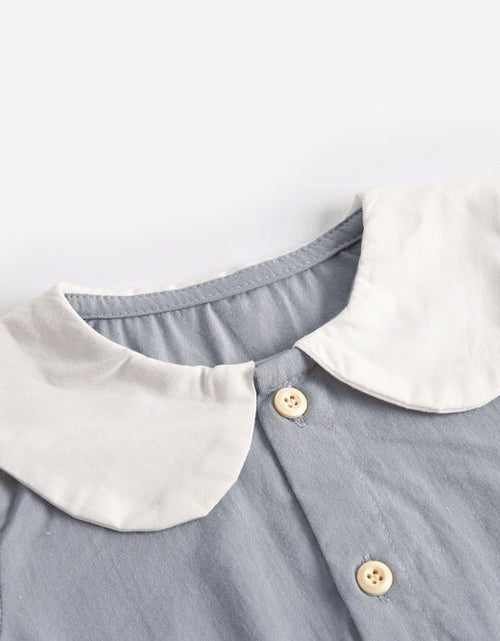 Load image into Gallery viewer, Baby Girl Doll Collar Design Solid Color Long Sleeve Onesies With Buttons by MyKids-USA™
