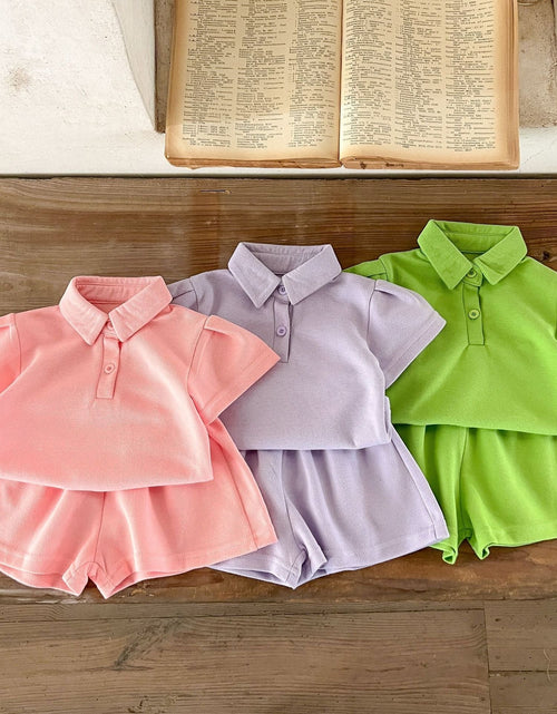 Load image into Gallery viewer, Baby Solid Color Polo Neck Summer Clothing Sets by MyKids-USA™
