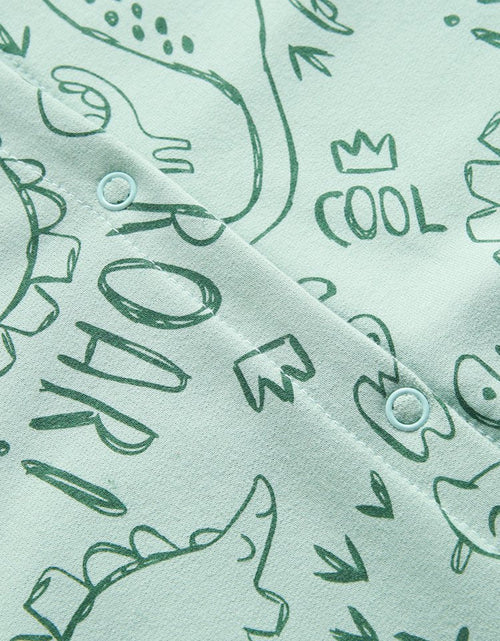 Load image into Gallery viewer, Baby Cartoon Dinosaur Graphic Snap Button Thin Style Rompers With Hat by MyKids-USA™
