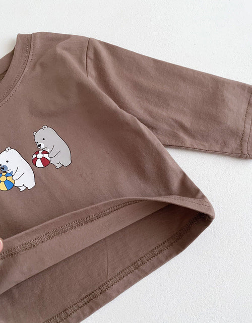Load image into Gallery viewer, Baby Cartoon Print Tops With Waffle Fabric Strap Onesies Sets by MyKids-USA™
