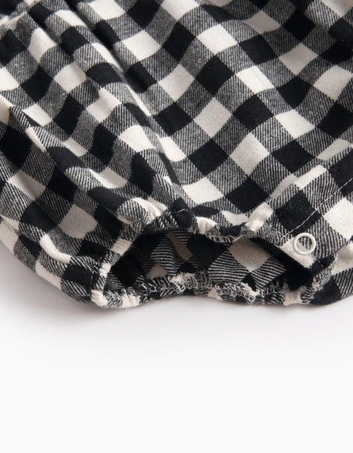 Load image into Gallery viewer, Baby Girl Plaid Pattern Doll Collar Design Long Sleeve Onesies With Buttons by MyKids-USA™
