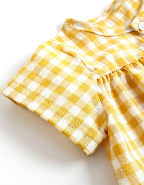 Load image into Gallery viewer, Baby Girl Plaid Pattern Single Breasted Design Shirt Combo Shorts Sets by MyKids-USA™
