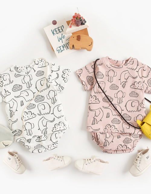 Load image into Gallery viewer, Baby Solid Color Animal Print Pattern T-Shirt Combo Shorts In Summer Sets by MyKids-USA™

