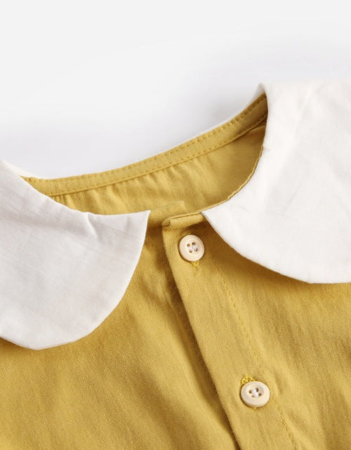 Load image into Gallery viewer, Baby Girl Doll Collar Design Solid Color Long Sleeve Onesies With Buttons by MyKids-USA™
