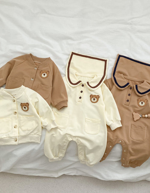 Load image into Gallery viewer, Baby Cartoon Bear Patched Pattern Cute Style Romper And Coat by MyKids-USA™
