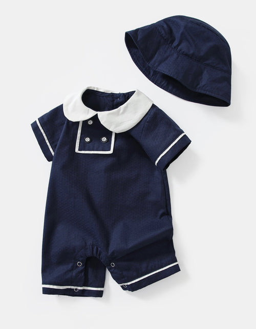 Load image into Gallery viewer, Baby Unisex Boy Girl College Style Romper Combo Sun Hat by MyKids-USA™
