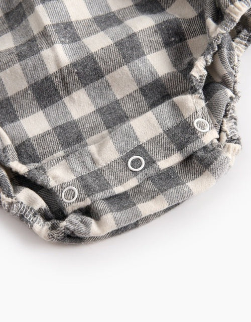 Load image into Gallery viewer, Baby Girl Plaid Pattern Doll Collar Design Long Sleeve Onesies With Buttons by MyKids-USA™
