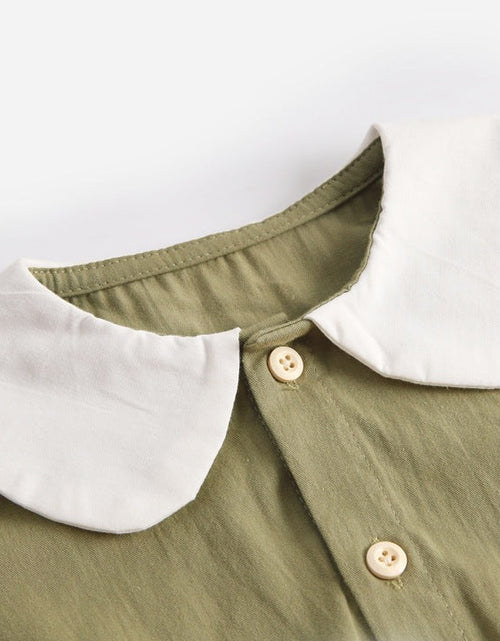 Load image into Gallery viewer, Baby Girl Doll Collar Design Solid Color Long Sleeve Onesies With Buttons by MyKids-USA™
