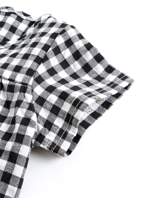 Load image into Gallery viewer, Baby Girl Plaid Pattern Single Breasted Design Shirt Combo Shorts Sets by MyKids-USA™
