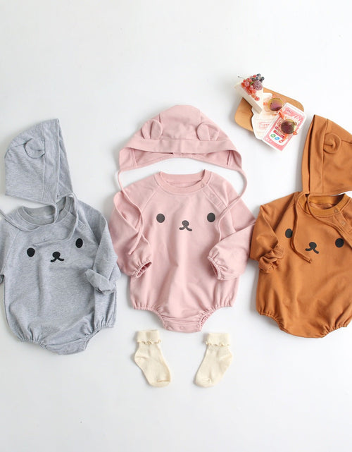 Load image into Gallery viewer, Baby 1pcs Cartoon Print Pattern Long Sleeved Cotton Triangle Onesies With Hat by MyKids-USA™

