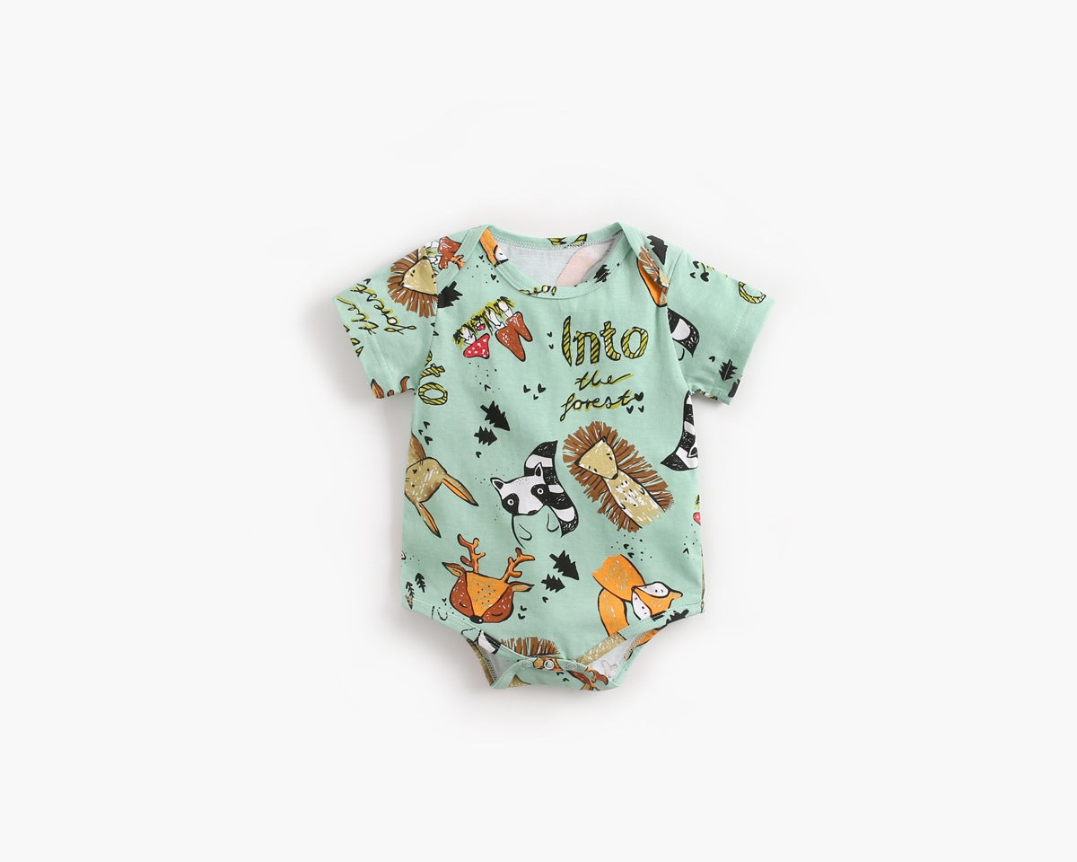 Baby Boy And Girl Animal Print Short-Sleeved O-Neck Lovely Onesies In Summer by MyKids-USA™