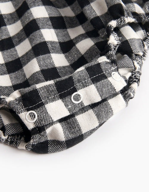 Load image into Gallery viewer, Baby Girl Plaid Pattern Doll Collar Design Long Sleeve Onesies With Buttons by MyKids-USA™
