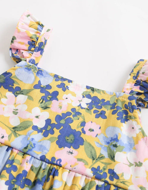Load image into Gallery viewer, Baby Girl Floral Print Sleeveless Tops Combo Shorts Sets In Summer by MyKids-USA™
