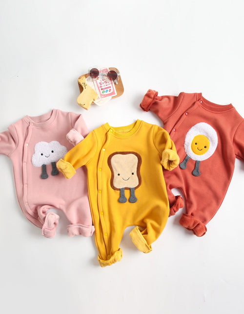Load image into Gallery viewer, Baby Cartoon Pattern Side Snap Button Design Long Sleeved Romper by MyKids-USA™
