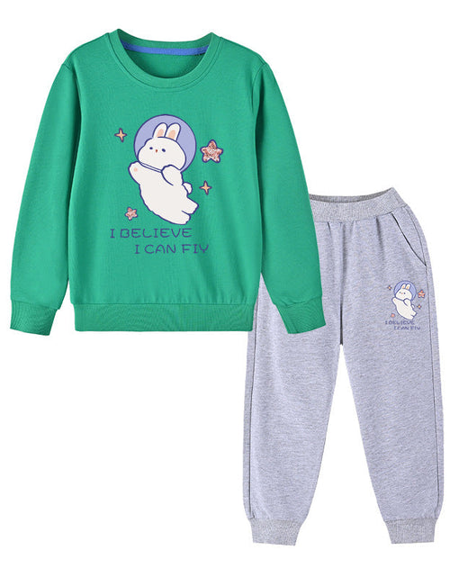 Load image into Gallery viewer, Baby Girl Cute Bunny Graphic Hoodie Combo Loose Trousers Soft Cotton Sets by MyKids-USA™
