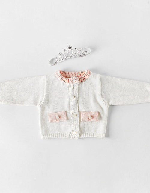 Load image into Gallery viewer, Baby Girl 1pcs Contrast Longsleeve Knit Bodysuit &amp; Cardigan 1-Pieces Sets by MyKids-USA™
