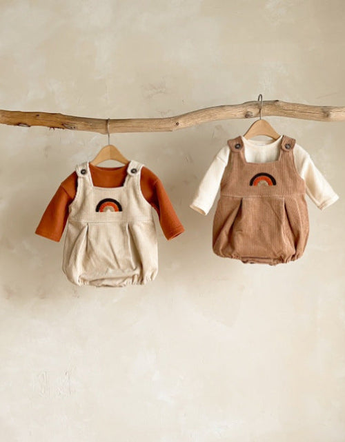 Load image into Gallery viewer, Baby Solid Color Shirt Combo Corduroy Fabric Strap Onesies Sets by MyKids-USA™

