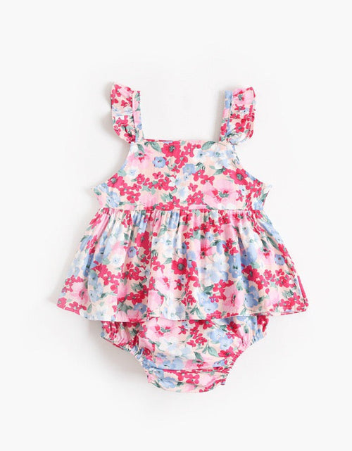 Load image into Gallery viewer, Baby Girl Flower Pattern Sling Loose Tops With Shorts Sets by MyKids-USA™
