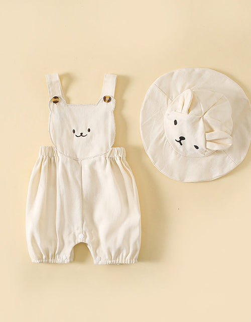 Load image into Gallery viewer, Baby Boys And Girls Stereoscopic Bear Sleeveless Straps Shorts With Sun Hat Sets In Summer by MyKids-USA™
