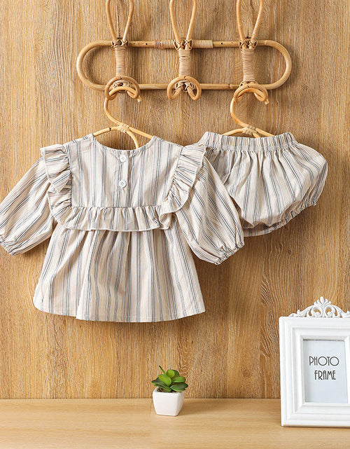 Load image into Gallery viewer, Baby Girl Striped Pattern Shirt Combo Shorts 1 Pieces Sets by MyKids-USA™
