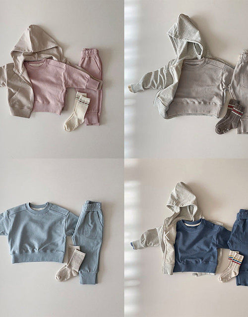 Load image into Gallery viewer, Baby Boy And Girl Solid Color Pullover Hoodies Combo Pants Pieces Sets by MyKids-USA™
