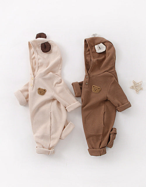Load image into Gallery viewer, Baby Cartoon Bear Embroidered Pattern Waffle Fabric Long Sleeve Romper by MyKids-USA™
