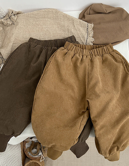 Load image into Gallery viewer, Baby Solid Color Thickened Lambswool Drawstring Casual Trousers by MyKids-USA™
