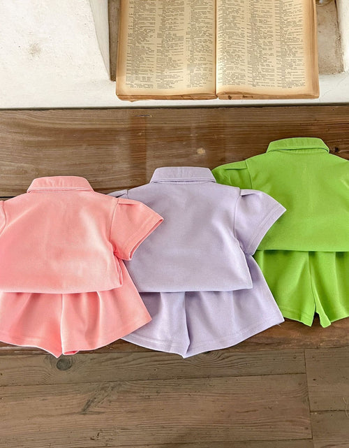 Load image into Gallery viewer, Baby Solid Color Polo Neck Summer Clothing Sets by MyKids-USA™

