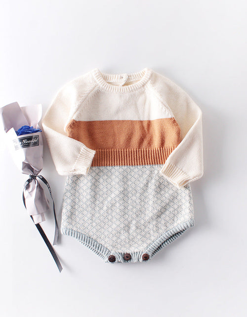 Load image into Gallery viewer, Baby Girl Plaid Graphic Knitted Contrast Long Sleeve Onesies by MyKids-USA™
