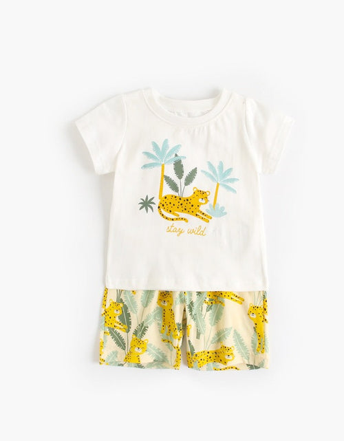 Load image into Gallery viewer, Baby Boy And Girl Animal Tiger Print Short Sleeved Top Combo Shorts Sets by MyKids-USA™
