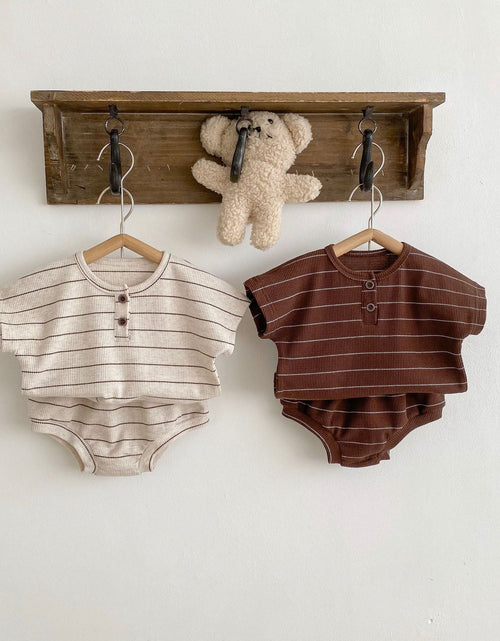 Load image into Gallery viewer, Baby Striped Pattern T-Shirt Shorts Casual Comfy Sets by MyKids-USA™

