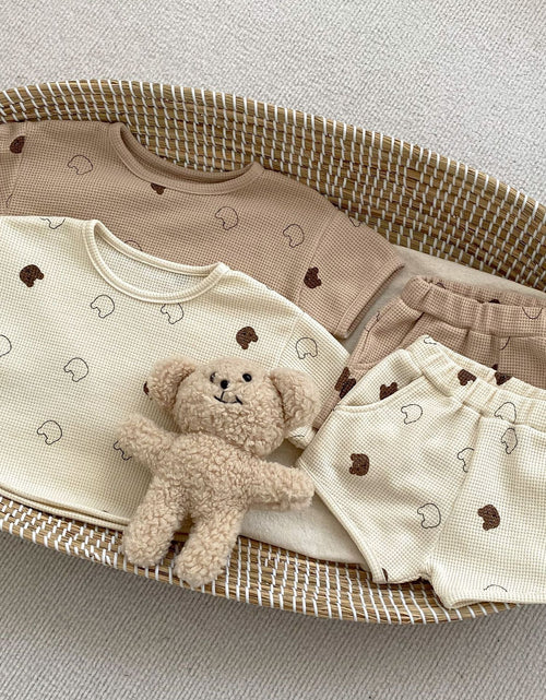 Load image into Gallery viewer, Baby Cartoon Print Pattern Waffle Knitted Fabric Clothing Sets by MyKids-USA™
