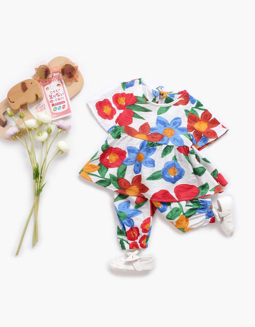 Load image into Gallery viewer, Baby Girl Floral Print O-Neck T-Shirt Combo Trousers 2-Pieces Sets by MyKids-USA™
