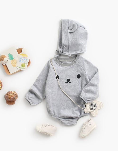 Load image into Gallery viewer, Baby 1pcs Cartoon Print Pattern Long Sleeved Cotton Triangle Onesies With Hat by MyKids-USA™
