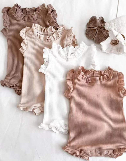 Load image into Gallery viewer, Baby Girl Wood Ear Design Solid Color Sleeveless Round Collar Tops Combo Shorts Sets IN Summer by MyKids-USA™
