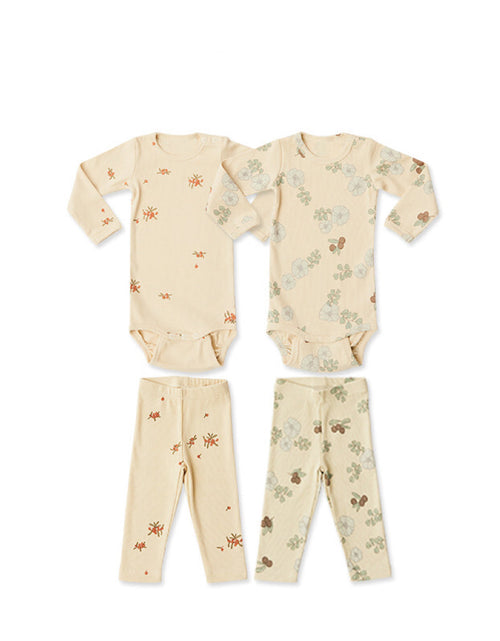 Load image into Gallery viewer, Baby Girl Floral Pattern Cotton Onesies With Pant 1 Pieces Sets by MyKids-USA™
