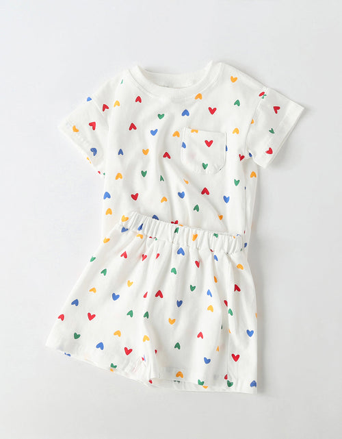 Load image into Gallery viewer, Baby 1pcs Plaid &amp; Heart Pattern Tee Combo Shorts Simply Style Sets by MyKids-USA™
