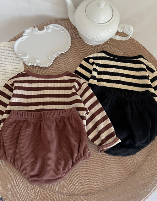 Load image into Gallery viewer, Baby Striped Pattern Long Sleeve Tops &amp; Triangle Shorts 1 Pieces Sets by MyKids-USA™
