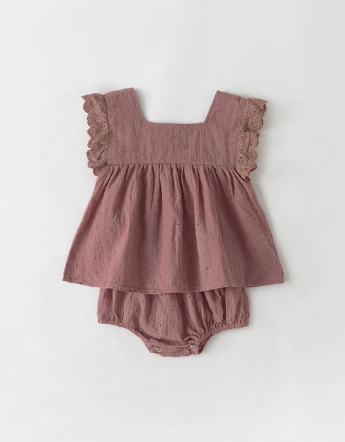 Load image into Gallery viewer, Baby Girl Solid Color Ruffle Design Square Neck Tops Combo Triangle Shorts 1 Pieces Sets by MyKids-USA™
