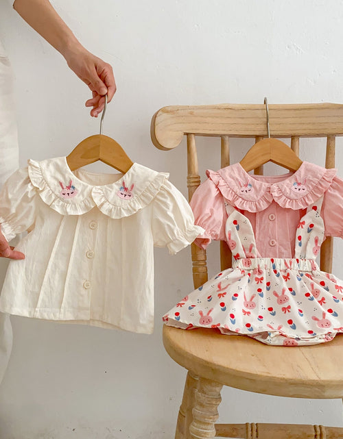 Load image into Gallery viewer, Baby Girl Solid Color Doll Neck Blouses With Strap Dress Sets by MyKids-USA™
