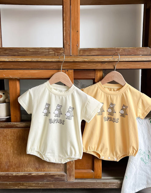 Load image into Gallery viewer, Baby Boy And Girl Bear Print Solid Color Design O-Neck Onesies by MyKids-USA™
